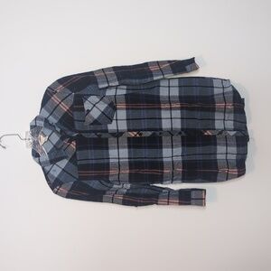 Forever 21 Blue Plaid Flannel Long Sleeve Mini Dress